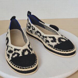 Rothy's Flat Ankle Strap Espadrille Leopard Print  Sandy Cat Color  Sz 6.5